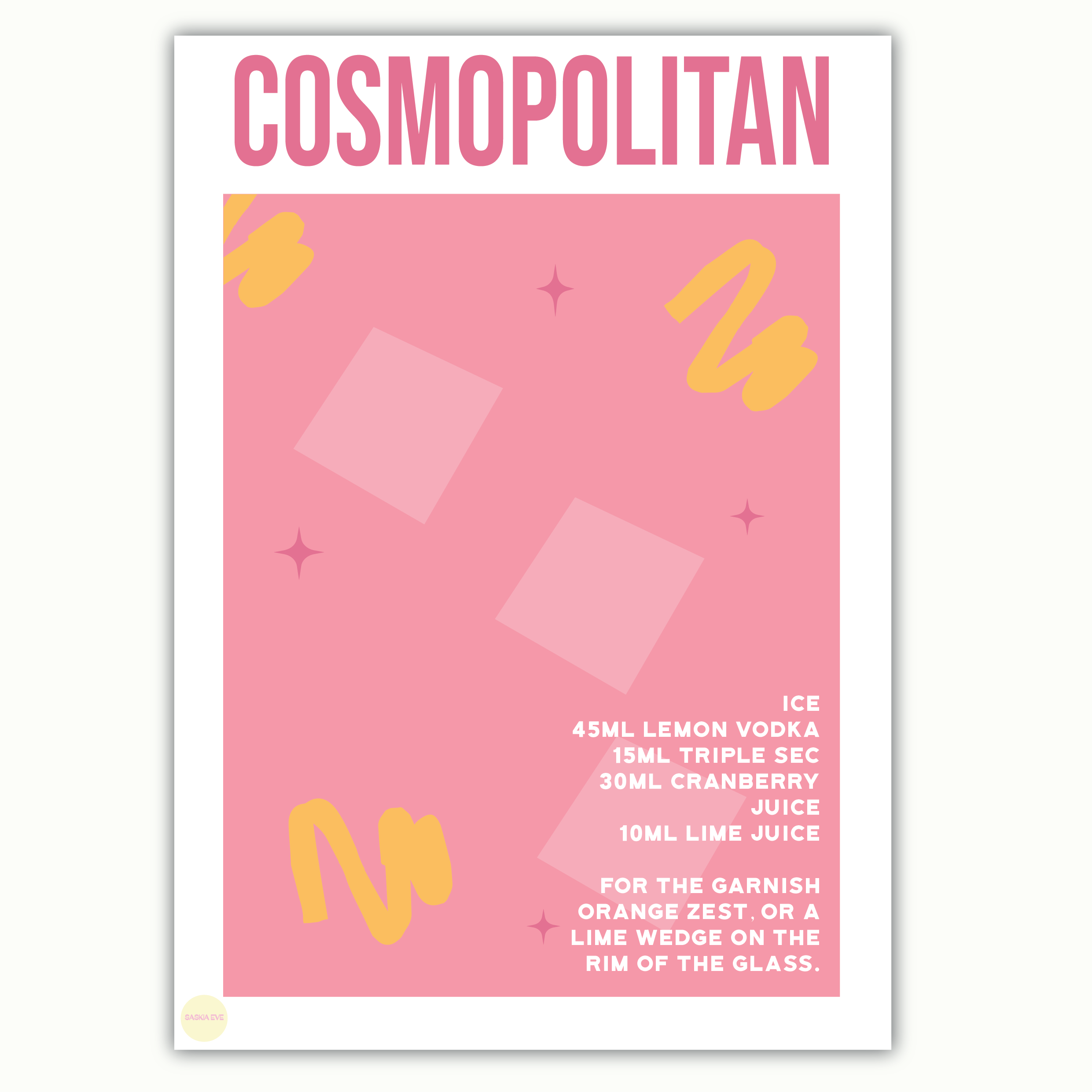 Cosmopolitan Cocktail Wall Art 002